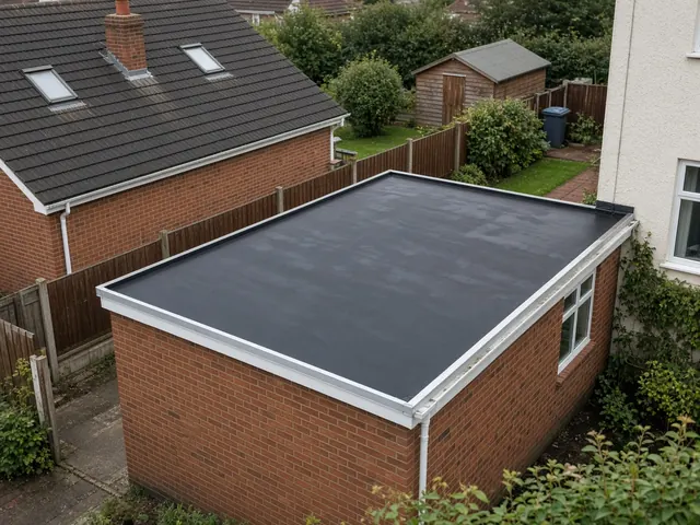 Garage with a black EPDM rubber flat roof