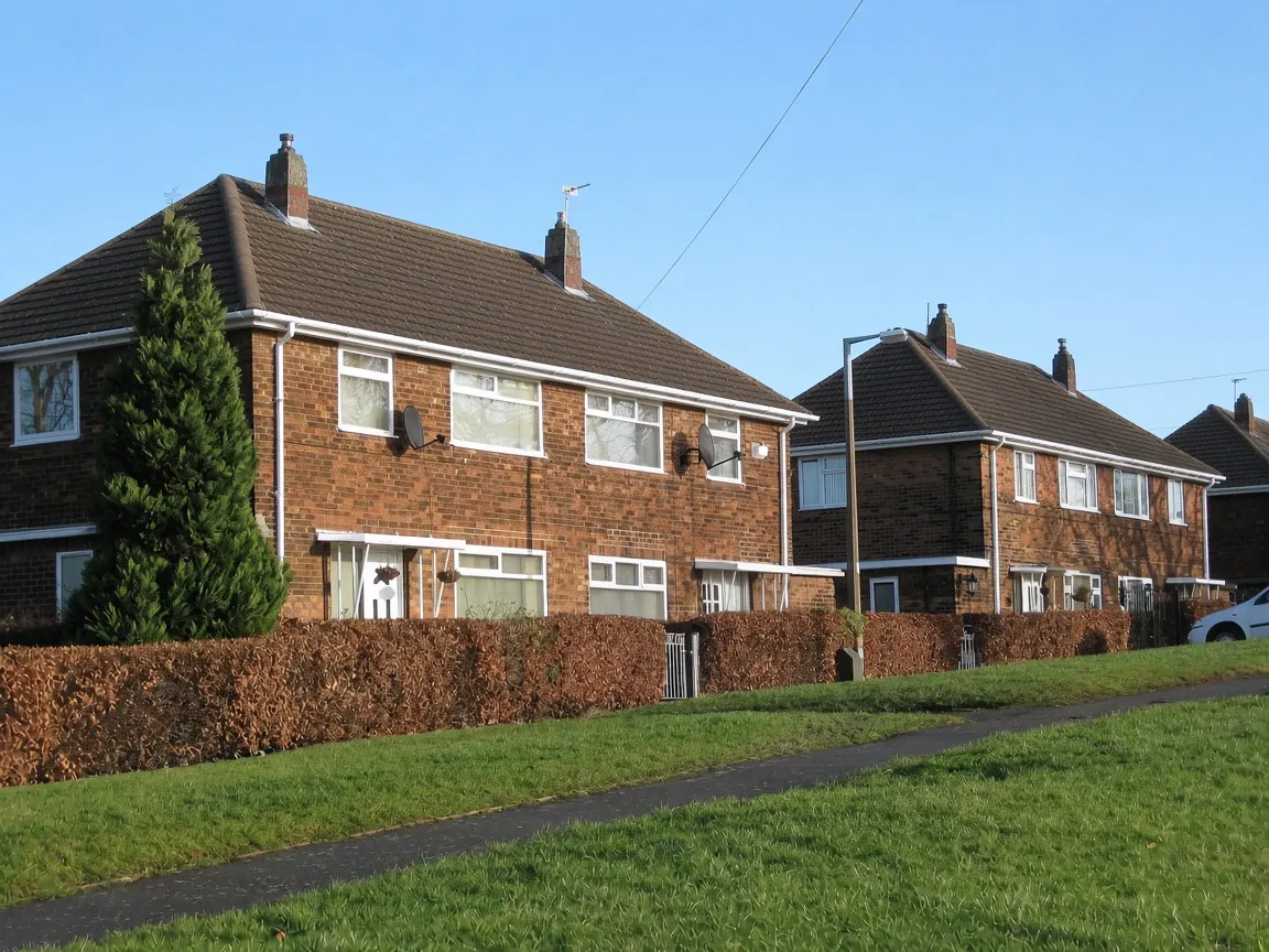 Semi-detached houses with white uPVC fascias, soffits and gutters